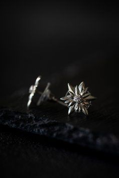 Сережки срібні 925 &laquo;Едельвейс&raquo; &mdash; квіткові сережки, подарунок туристу 03S020202 фото